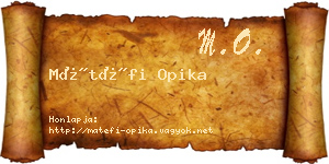 Mátéfi Opika névjegykártya
